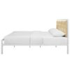 Queen size Contemporary White Metal Platform Bed with Champagne Button Tufted Headboard - Image 2