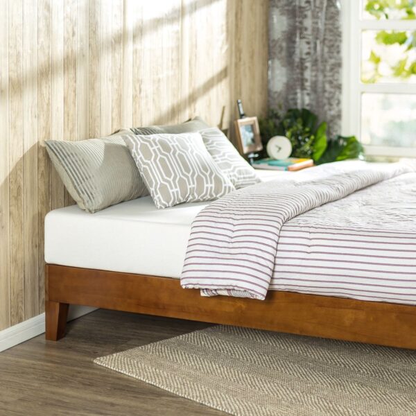 Queen size Solid Wood Low Profile Platform Bed Frame in Cherry Finish - Image 3