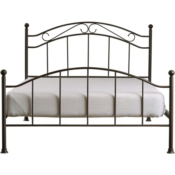 Queen Metal Bed Frame with Scroll Design Headboard Footboard in Brown Finish - Image 3