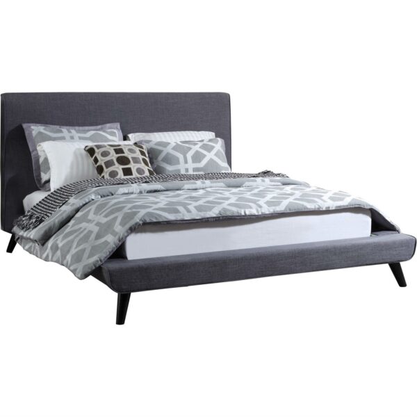 Queen size Grey Modern Classic Mid-Century Style Upholstered Platform Bed - Image 3