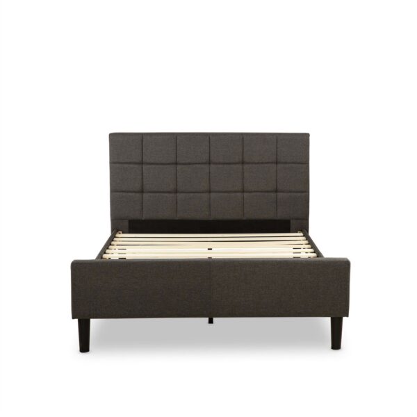 Queen size Dark Grey Upholstered Platform Bed with Headboard and Footboard - Image 2