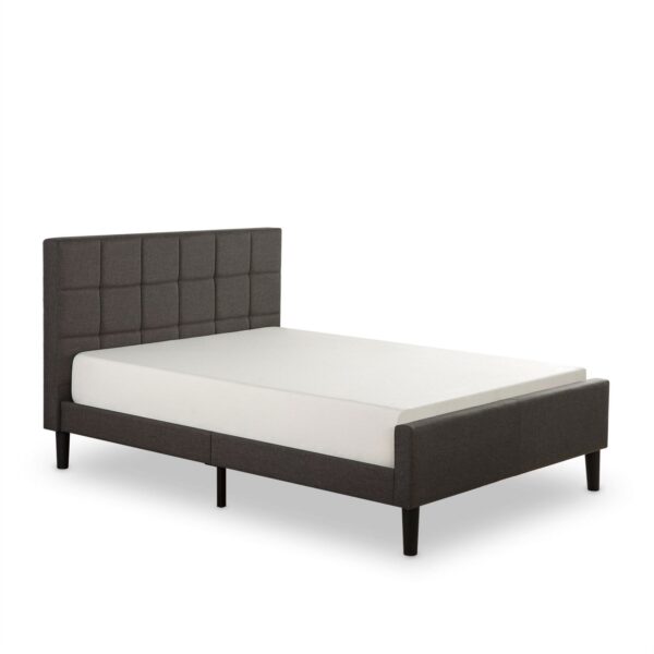 Queen size Dark Grey Upholstered Platform Bed with Headboard and Footboard - Image 3