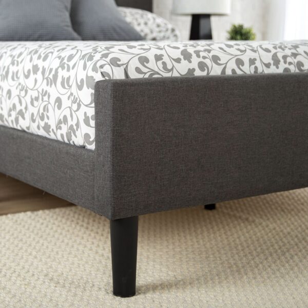 Queen size Dark Grey Upholstered Platform Bed with Headboard and Footboard - Image 5