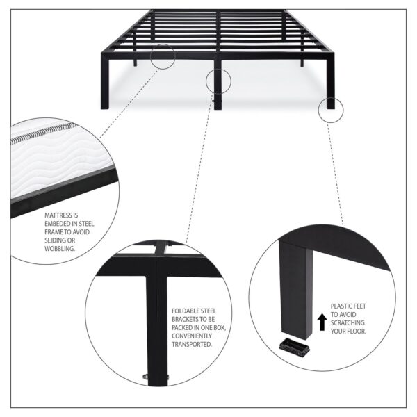 Queen size Heavy Duty Metal Platform Bed Frame - Holds up to 2,200 lbs - Image 2