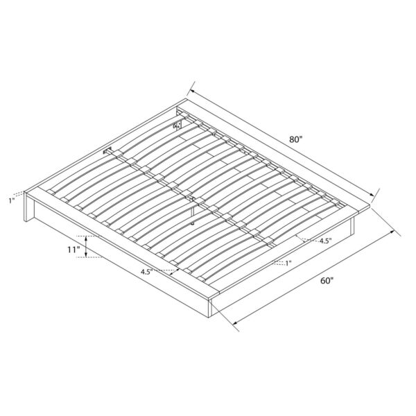 Queen Modern Black Faux Leather Platform Bed Frame with Wood Slats - Image 3