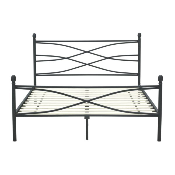 Queen size Matte Black Metal Platform Bed Frame with Headboard and Footboard