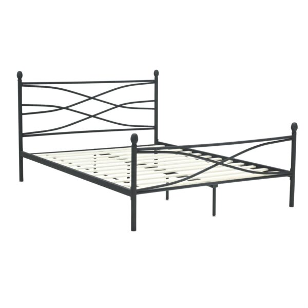 Queen size Matte Black Metal Platform Bed Frame with Headboard and Footboard - Image 2