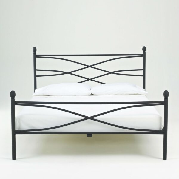 Queen size Matte Black Metal Platform Bed Frame with Headboard and Footboard - Image 3