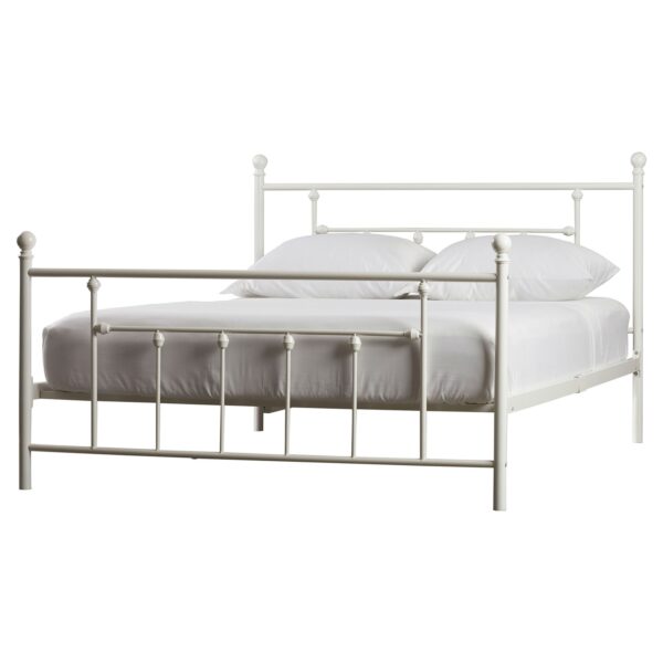 Queen size White Metal Platform Bed Frame with Headboard and Footboard - Image 2