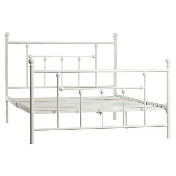 Queen size White Metal Platform Bed Frame with Headboard and Footboard - Image 3
