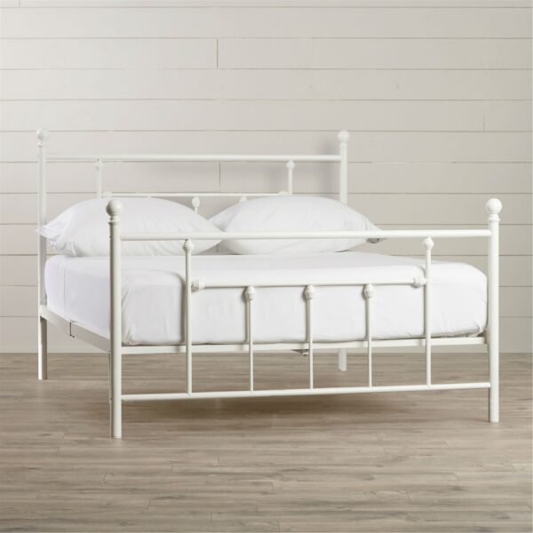 Queen size White Metal Platform Bed Frame with Headboard and Footboard - Image 4