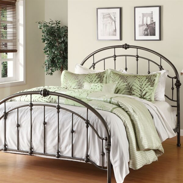 Queen Metal Bed in Antique Bronze Pewter Finish with Headboard and Footboard - Image 2