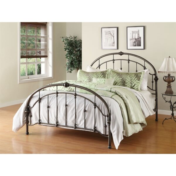 Queen Metal Bed in Antique Bronze Pewter Finish with Headboard and Footboard - Image 3