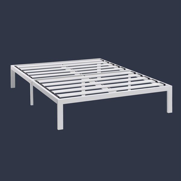 Queen size Heavy Duty Metal Platform Bed Frame in White - Image 3