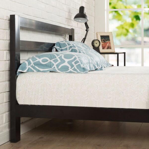 Queen Heavy Duty Metal Platform Bed Frame with Headboard and Wood Slats - Image 3