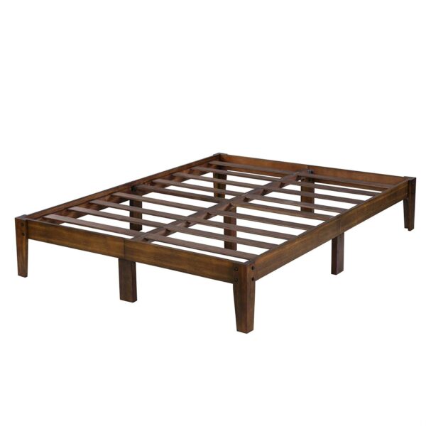 Queen size Solid Wood Platform Bed Frame in Brown Natural Finish - Image 2