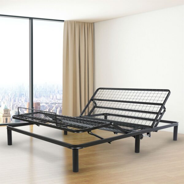 Queen size Black Metal Adjustable Bed Frame Base with Remote - Image 2