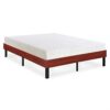 Queen size Metal Slat Platform Bed Frame with Cherry Finish Wood Sides - Image 2