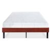 Queen size Metal Slat Platform Bed Frame with Cherry Finish Wood Sides - Image 3