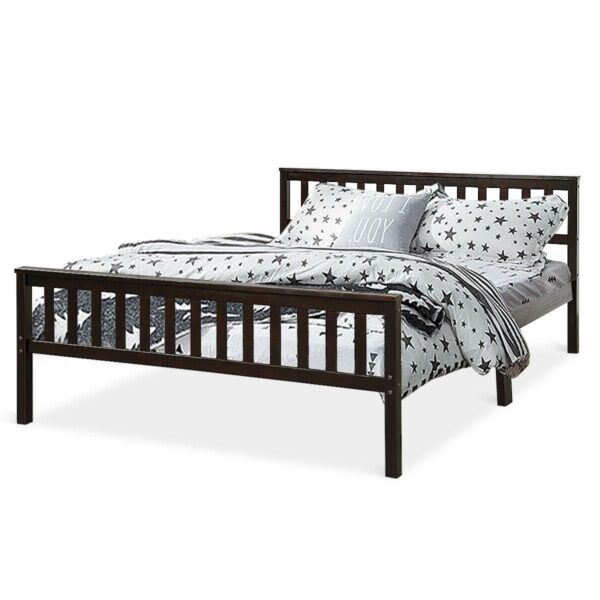 Queen Wood Platform Bed Frame with Headboard and Footboard in Espresso - Image 2