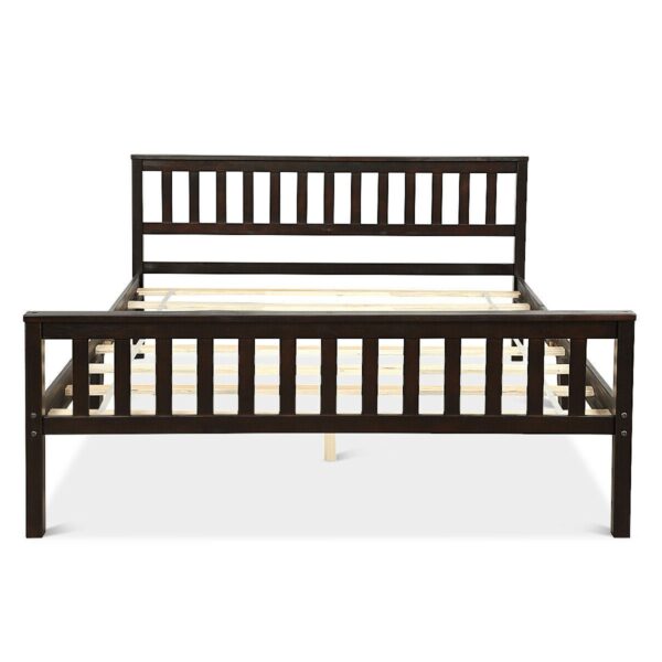 Queen Wood Platform Bed Frame with Headboard and Footboard in Espresso - Image 3