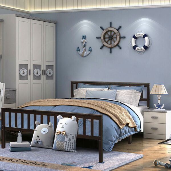 Queen Wood Platform Bed Frame with Headboard and Footboard in Espresso - Image 4