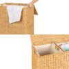 Natural 2-Bin Handwoven Hyacinth Linen Liner Laundry Hamper w/ Handles - Image 2