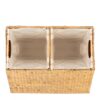 Natural 2-Bin Handwoven Hyacinth Linen Liner Laundry Hamper w/ Handles - Image 3