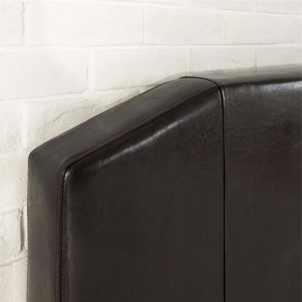 Queen Espresso Faux Leather Upholstered Platform Bed with Headboard & Footboard - Image 5