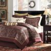 Queen 12 Piece Cotton Polyester Comforter Set Red Gold Paisley - Image 2