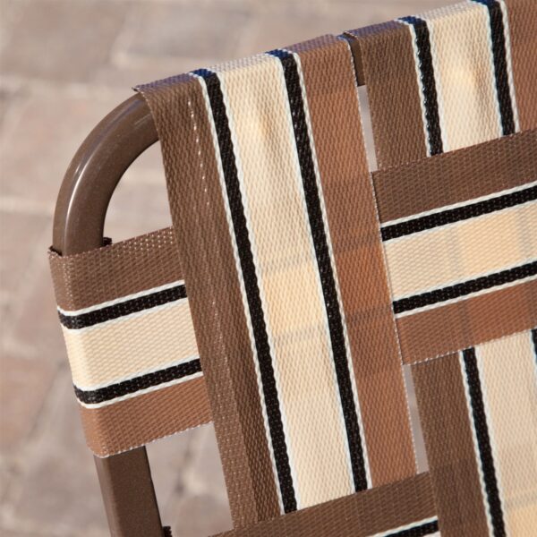 Outdoor Retro Beach Chair Chaise Lounge in Brown and Cream - Image 2