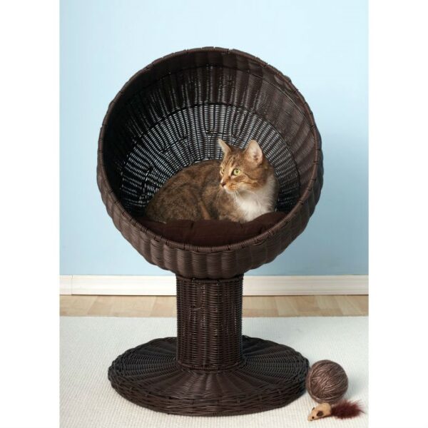 Fancy Cat Espresso Wicker Modern Cat Bed Lounge - Image 2