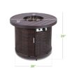 50,000 BTU Brown Wicker Round LP Gas Propane Fire Pit w/ Faux Wood Tabletop and Cover - Image 5