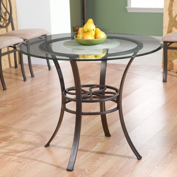 Round Glass Top Dining Table with Durable Metal Base - Image 2