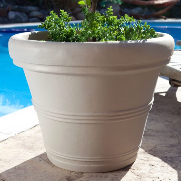12-inch Diameter Round Planter in Weathered Concrete Finish Poly Resin - Image 2