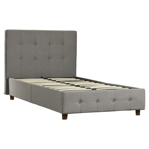 Twin size Grey Upholstered Platform Bed Frame with Button-Tufted Headboard - Image 3