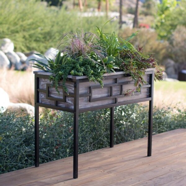 Sturdy Wood and Metal Raised Planter 36L x 18W x 29.5H in - Image 4