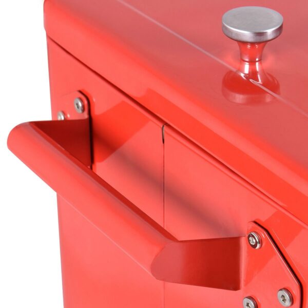 80 Quart Red Sturdy Rolling Steel Construction Cooler - Image 5