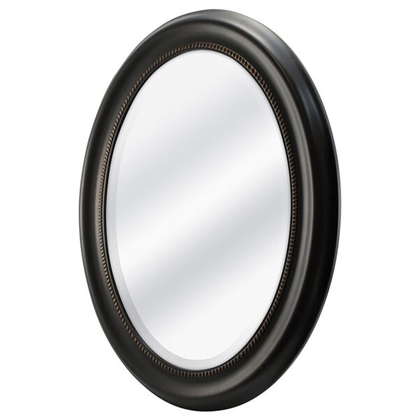 Round Oval Bathroom Wall Mirror with Beveled Edge and Bronze Frame - Image 2