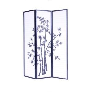 3-Panel Asian Shoji Screen Room Divider with Bamboo Print
