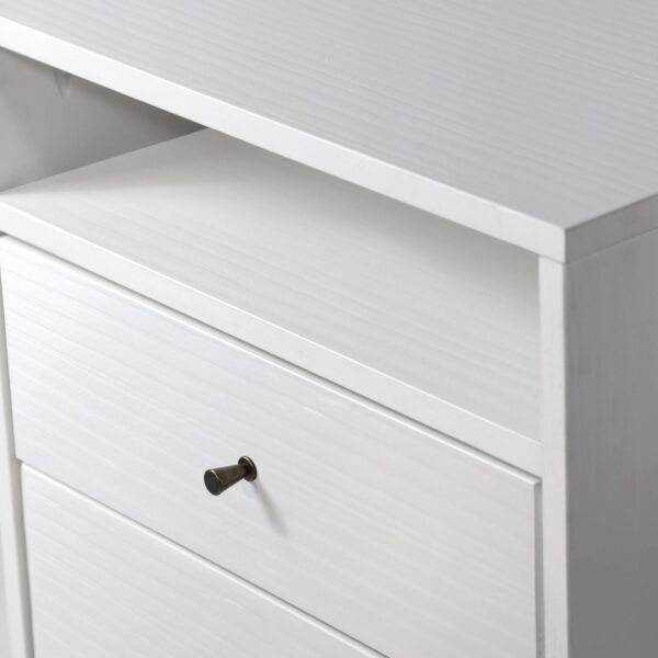 Farmhouse Rustic White Mid Century 2 Drawer Nightstand - Image 3
