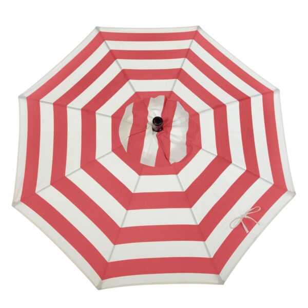 Coral Red White Stripe 7.5-Ft Outdoor Patio Umbrella with Metal Pole - Image 2