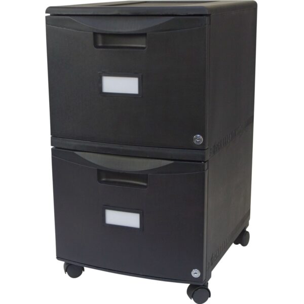Black 2-Drawer Locking Letter/Legal size File Cabinet with Casters/Wheels - Image 2