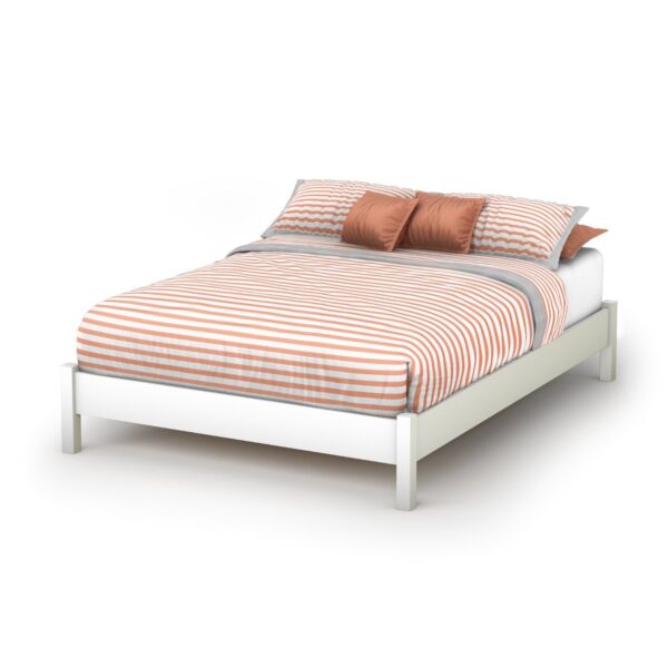 Full size Simple Platform Bed in White Finish - Modern Design - Image 2
