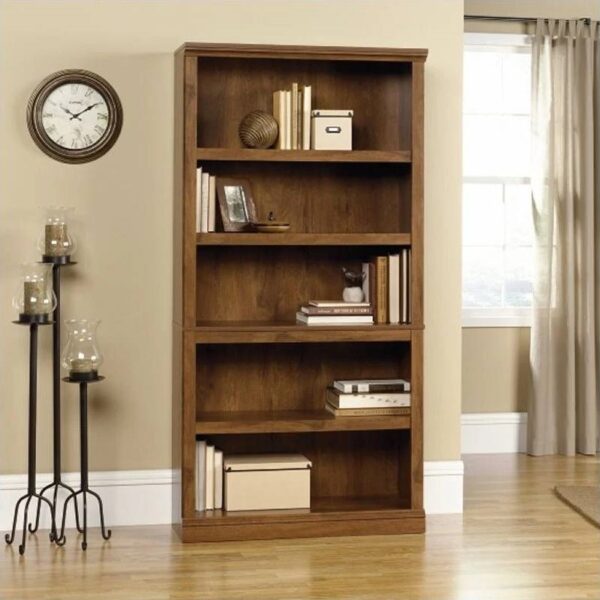 5-Shelf Bookcase in Medium Brown Oak Finish - Image 2