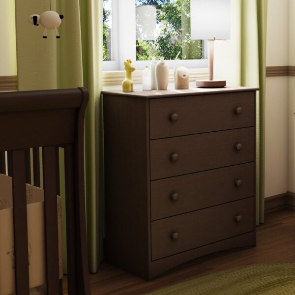 4 Drawer Child Bedroom Chest in Espresso Finish - Great for Nursery - Image 2
