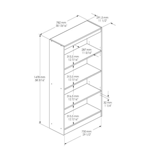 4-Shelf Bookcase in Natural Maple Finish - Image 3