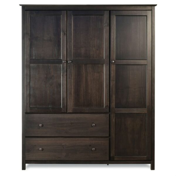 Espresso Wood Finish Bedroom Wardrobe Armoire Cabinet Closet - Image 2