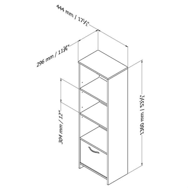 Modern Bookcase with 3 Shelves & Bottom Door in Black - Image 4
