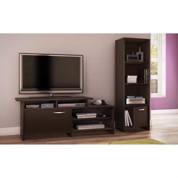 3-Shelf Bookcase with Bottom Door Storage Space in Chocolate - Image 2